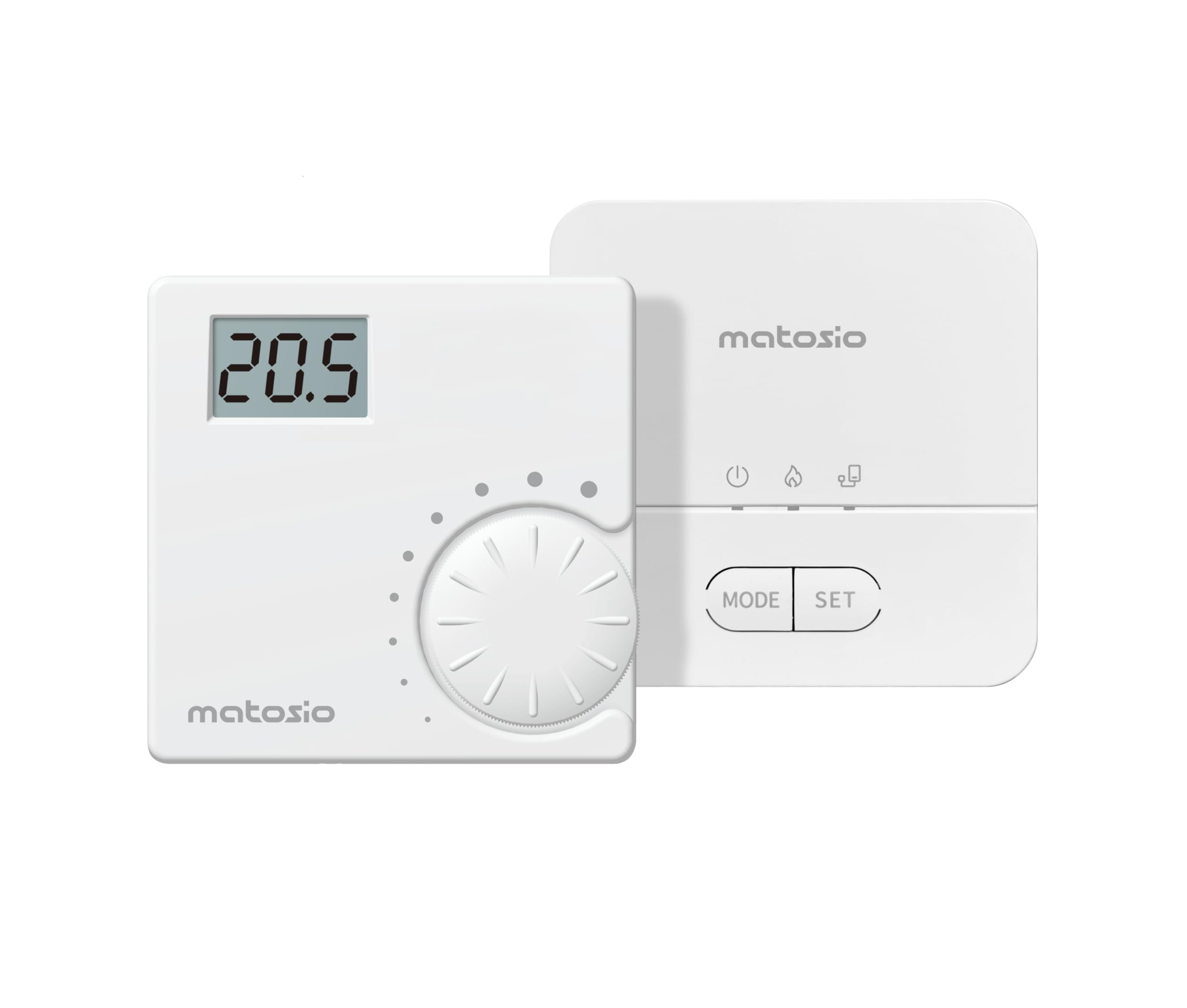 TH610 - Set di termostato radio per caldaia, con ricevitore, termostato digitale, funzionamento a batteria, montaggio a parete, bianco