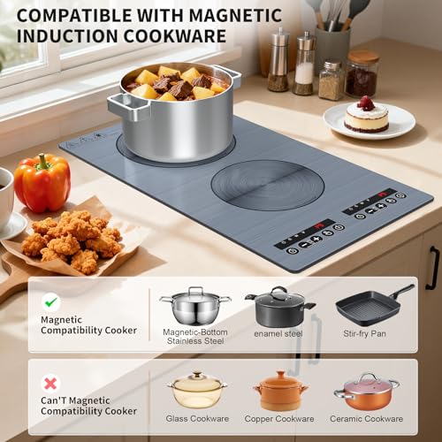 Image of VBGK induction cooktop,110V 2300W double burner hot plate with LED touch control, 9 Power Levels, Kids Lock & Timer, OverheatProtection,2 burner induction cooktop