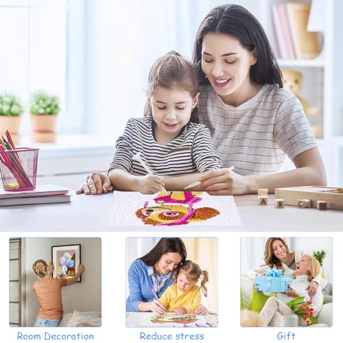 Image of PATPAT 5D Diamond Painting Kits for Kids 5D Diamond Painting with Frame, Arts and Crafts for Kids Gem Stickers by Number Kits DIY Painting Arts Crafts Supply Set
