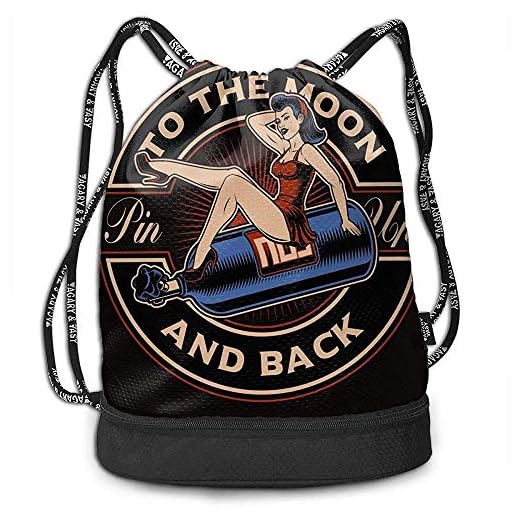 Valender Mochila Mochila con cordón Pin Up Girl en el Globo con Bolsas de cordón para Gimnasio de óxido Nitroso