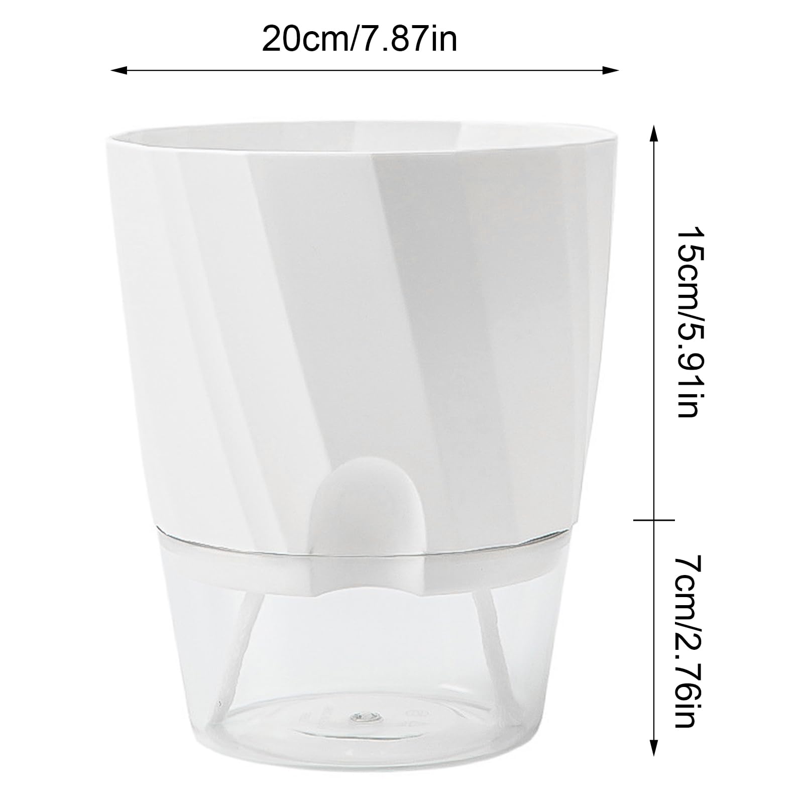 Lot de 3 pots à arrosage automatique avec trou de drainage - Réservoir transparent - Pour intérieur et extérieur - Avec soucoupe - Avec corde de mèche
