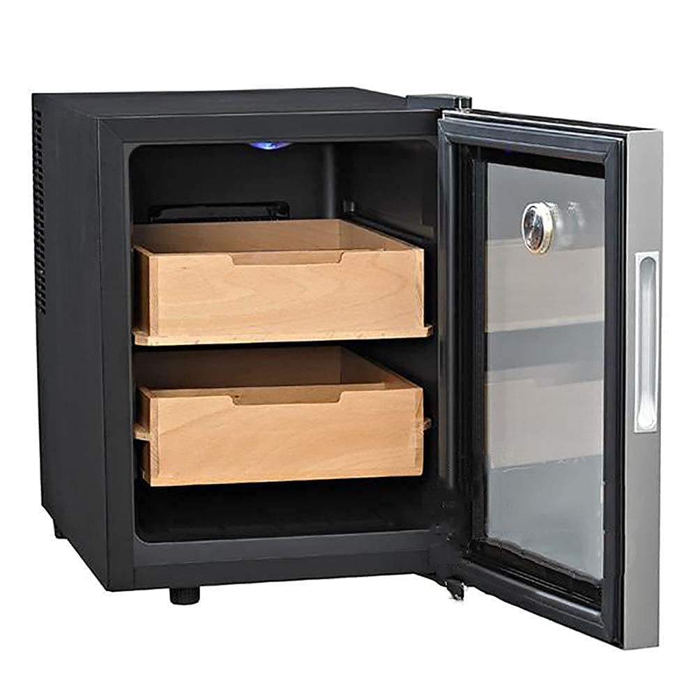BAtlam Zigarrenschrank Freistehender Zigarrenkühler Kleiner Mini-Schwarzer Zigarrenhumidor Frontglastür Theke leiser Betrieb Kompressor Temperatur einstellen