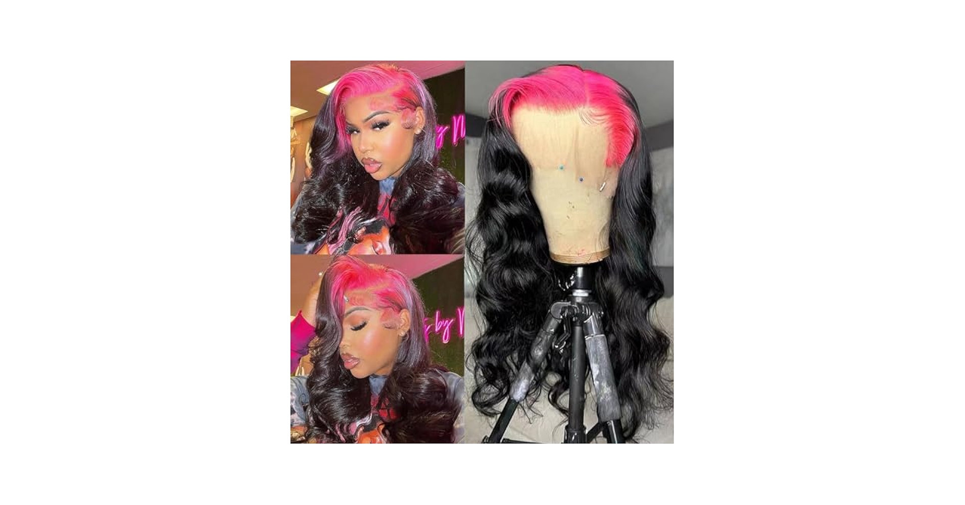 Amazon.com : YMS Pink 13x6 Lace Front Wigs Human Hair 180