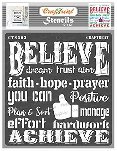 Quotes Stencils for Wood Painting - Believe - Size: 12X12 Inches - DIY Wall Stencils for Craft and Art - Life Quotes Stencils for Craft and Art - Stencils for Painting on Canvas