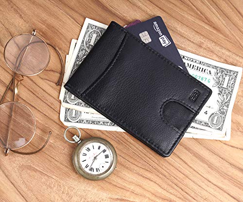 Image of Brooklyn Bridge Genuine Leather Money Clip Wallet for Men Nappa Black - Premium Slim RFID Protected Wallet with Cash Clip, Multiple Card Slots, Stylish Front Pocket Design, Ideal Gift for Men