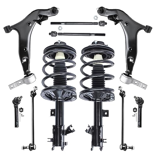 Image of Detroit Axle - 10pc Front End Control Arms Kit for 04-09 Nissan Quest, 2 Lower Control Arms + Ball Joint 4 Tie Rods 2 Sway Bar Links 2 Struts 2004 2005 2006 2007 2008 2009 Replacement