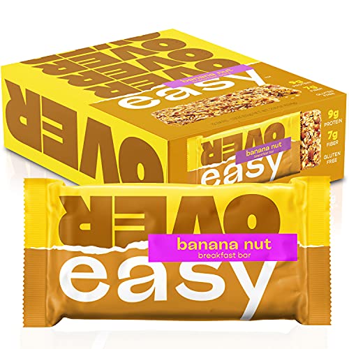 OVER EASY Banana Nut Breakfast Bars | All Natural, Clean Ingredient 9g Protein & 7g Fiber Breakfast Bars (Banana Nut) | Gluten Free, Dairy Free, Soy Free