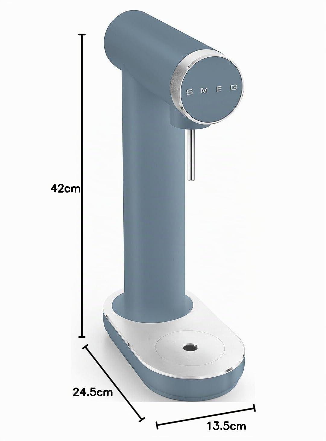 Smeg SKC01SBM Máquina de refrescos, pies antideslizantes, diseño que ahorra espacio, 800 ml, azul tormenta