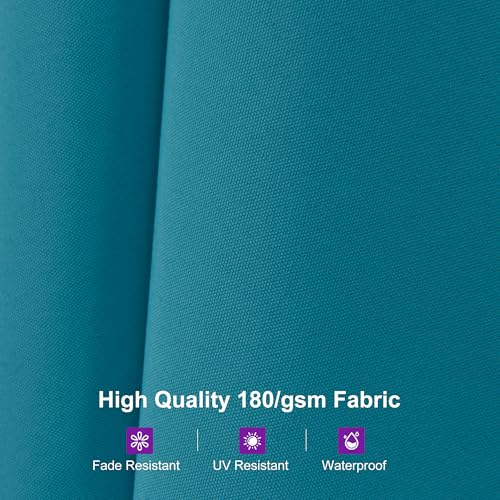 Image of PURPLE LEAF Patio Umbrella 14ft with Base Large Rectangle, Turquoise Blue