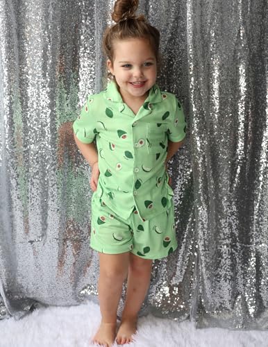 Image of Arshiner Girls Pajamas Sets Short Sleeve Kids Pjs Button Down Sleepwear | Cute Printed Pajamas for Little & Big Girl, Lightweight Comfy Fabric, 2-Piece Outfits, Perfect for Lounge Pajamas Party
