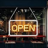 LED Neon Open Sign, (16 x 9 inch) Business Luminous Signs, Hanging Electric Signs, Electronic Lighti