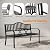 VINGLI 59" Outdoor Metal Bench Patio Bench with Built in Table Park Bench Garden Bench, Outside Benches Weather Proof Front Porch Bench for Yard Lawn Decor Deck