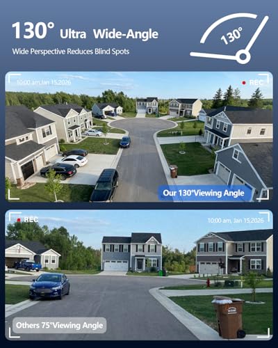 Image of (2026 Update) 4K PoE Security Camera System w /PIR & AI Human Detection, 8CH NVR w / 4TB HDD, 4 Cameras, 130 Ultra Wide Angle, 120-Day Recording, 2-Way Audio, Remote Control, No Monthly Fee