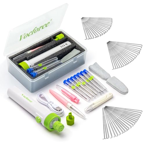 Vocforce Electric Needle Felting Tool, 4V Cordless 1-9 Multi-Needles Felting Machine with 79pcs Supplies Kit Set 3-Speed 4X Faster for Beginners Adult Small & Large Wool Projects
