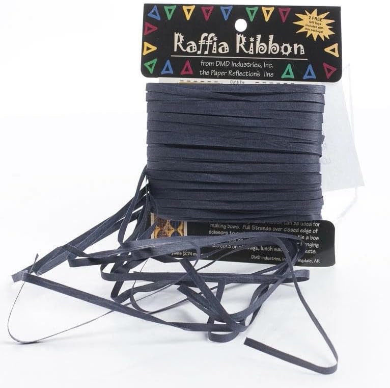 Navy Paper Raffia Ribbon | 12 Pieces