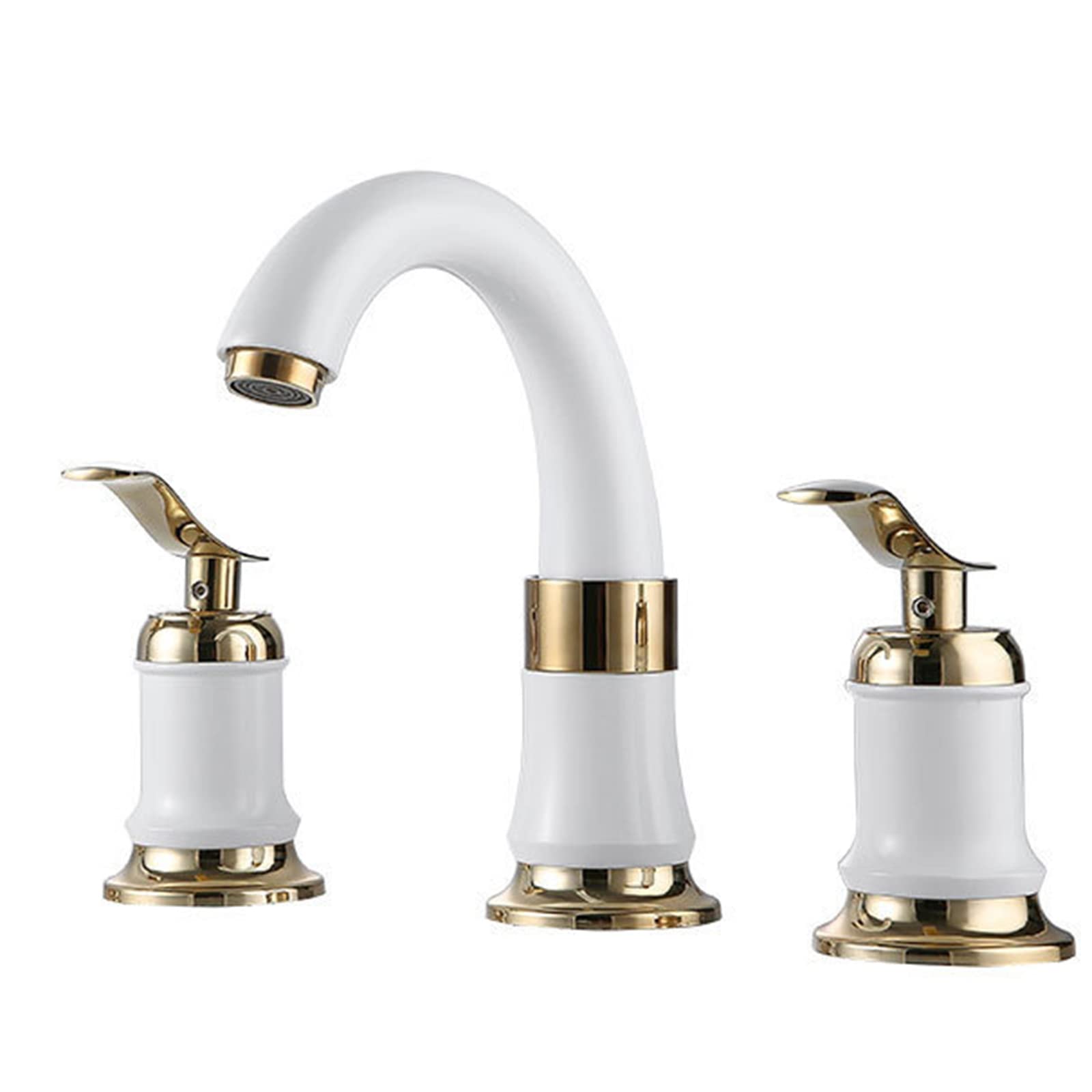Mitigeur lavabo salle de bain 3 trous en laiton avec double poignée platine