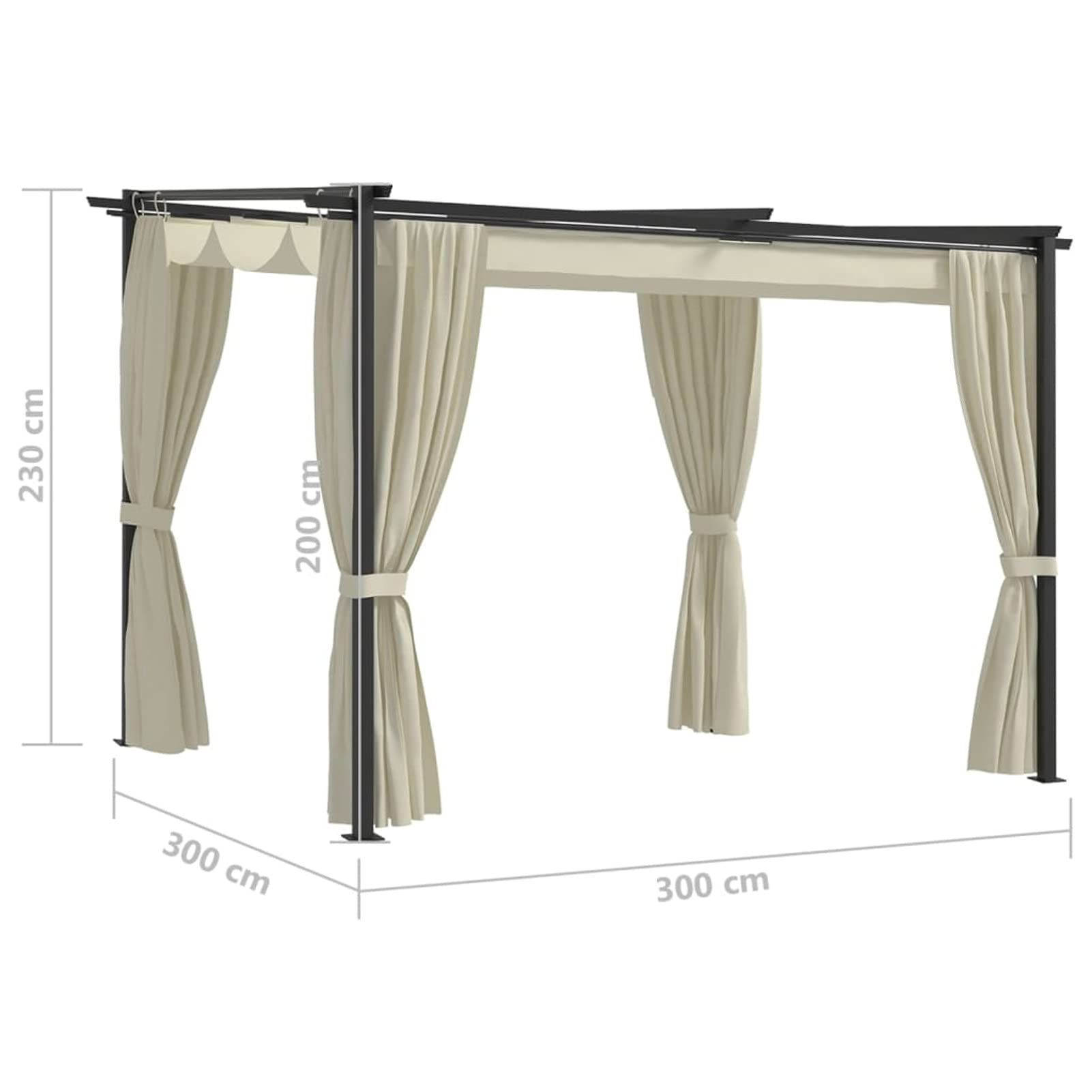 Pavillon mit Vorhängen, LAPOOH Gartenpavillon, Pop-Up Partyzelt, Festzelt, Pavillon, Garden Decoration, Canopy Tent, Lagerzelt, 3 x 3 m Creme Stahl