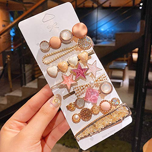 GoDazzl Korean Style Pearl Barrettes Women’s Set Hairpin Korean Style Hair Clip for Girls & Women, Marble Alligator Bobby Pins Duckbilled Headdress Jewelry Hair Accessories Set (Pack of 8)