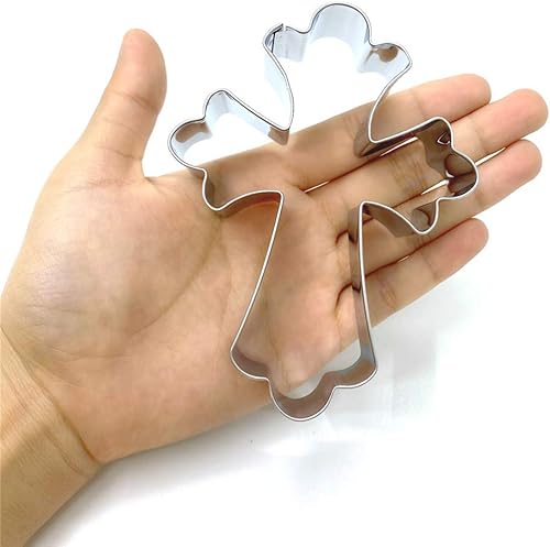 Miniatura 4 de LILIAO Cortador de galletas grande con cruz cristiana para bautizo y fondant, 3.3 x 4.4 pulgadas, acero inoxidable