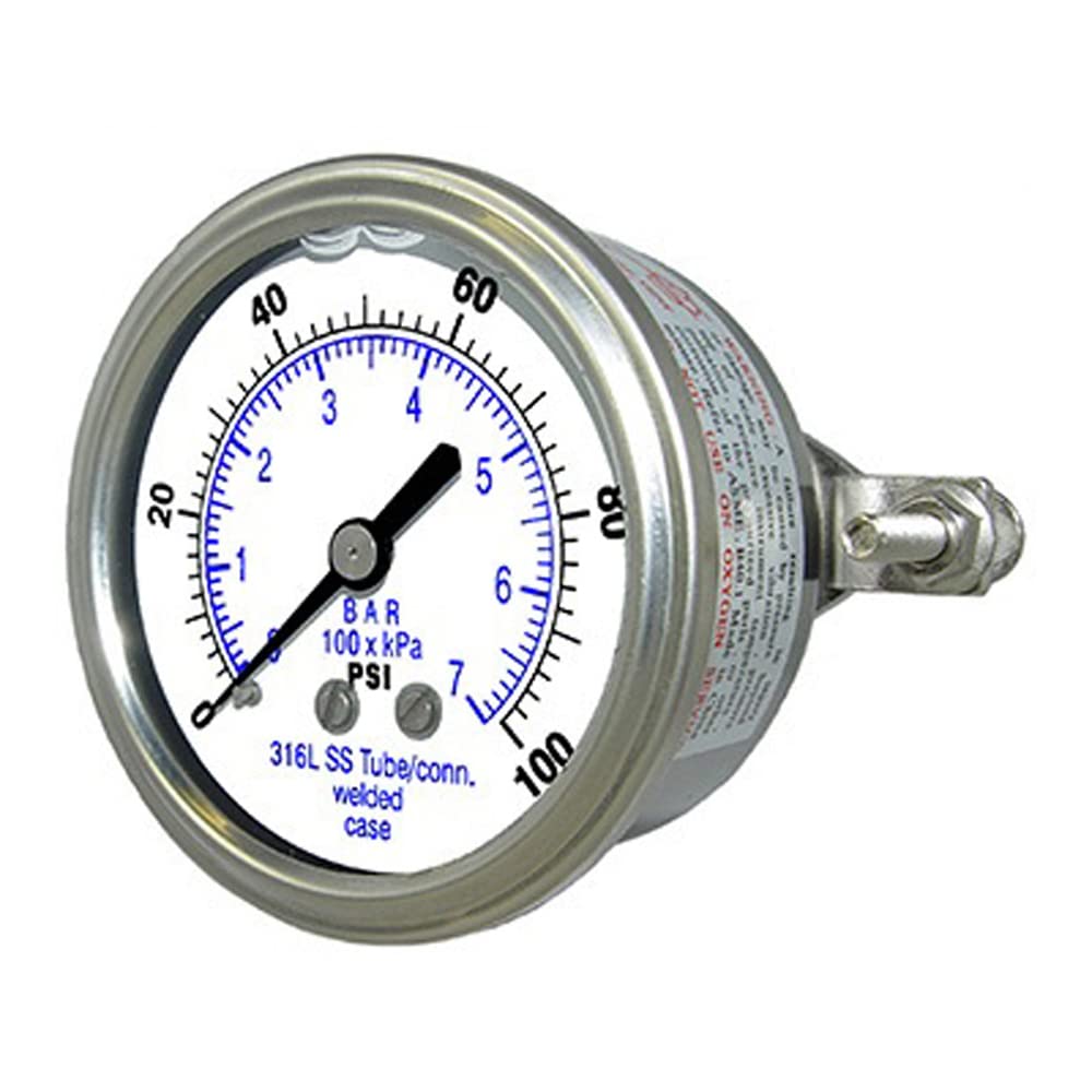PIC Gauges 303T-208H 2" Dial 0/300 psi Range, 3-2-3% Accuracy