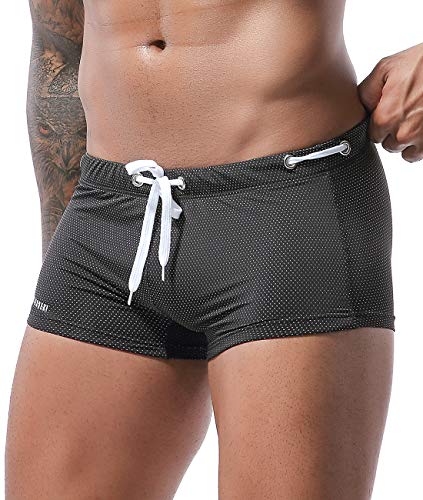 MIZOK Men's Swim Trunk Swimwear Quick Dry Bathing Suit Board Short Sexy Boxer Brief with Drawstring2