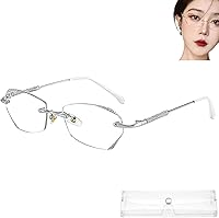 Vista 9 de Women's Diamond Rimless Anti-Blue Light Presbyopia Glasses, Glassesify Reading Glasses for Women, Lightweight