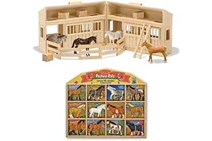 Melissa & Doug Fold and Go Mini Stable with 12 Horse Pasture Pals