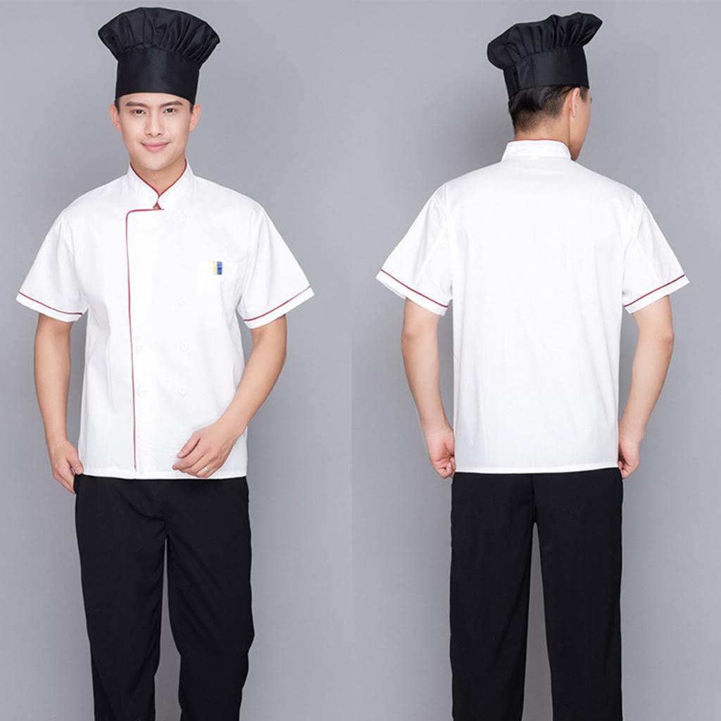 atorse ATORSE™ Unisex Chef'S Uniform Short Sleeve Men'S Chef Coat L Red Stitching|Business & Industrial | Restaurant & Catering | Uniforms & Aprons | Chef Coats-picture-29