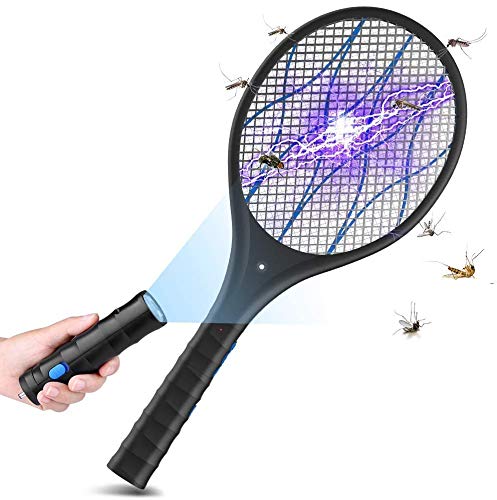 BOYON Bug Zapper Mosquito Killer Electric Fly Swatter? Rechargeable Mosquitoes Lamp & Racket 2 in 1 Handheld Fly Zapper for Home and Outdoor Safe to Touch with 3-Layer Safety Mesh (Deep Blue)