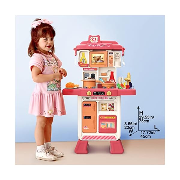 deAO Kinderküche Spielzeug ab 3 Jahre mit Kinderküchen Zubehör, Simulation Spielküche Sound,Beleuchtung,Bewässerung… – Bild 8