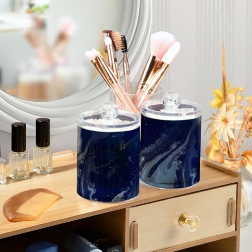 Boîtes de rangement pour cotons-tiges Qtip (Lot de 4) en bleu marine élégant