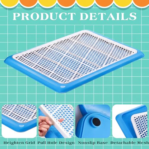 Image of Mifoci 1 Pcs Dog Potty Tray Mesh Puppy Training Pad Holder Floor Protection Portable Pee Pad Pet Toilet Training Tray Litter Box Corner for Medium and Large Dogs (25.6 x 18.9 Inch,Blue)