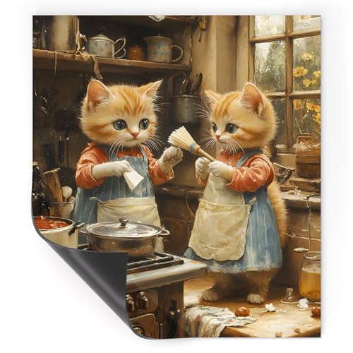 Couvercle magnétique pour Lave-Vaisselle, couvercles de réfrigérateur, Peau magnétique, Aimants Sticker pour Lave-Vaisselle réfrigérateur, Chaton Mignon...