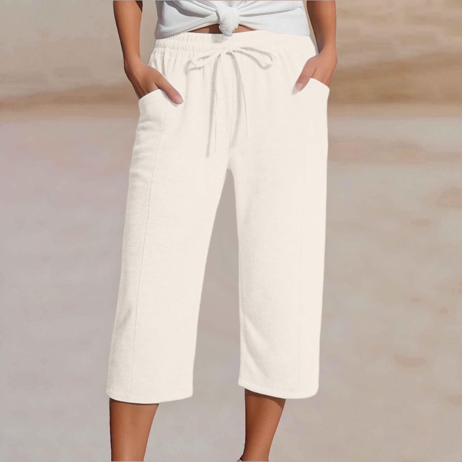 Pantalones Mujer Verano 3/4 Pirata Talla Grande Deportivo Shorts Palazzo Bolsillos Yoga Jogger S-XXL