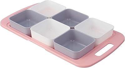 طقم بولات بلاستيك للسلطة والمكسرات بحامل من ماكس بلاست، 6 قطع - متعدد الألوان