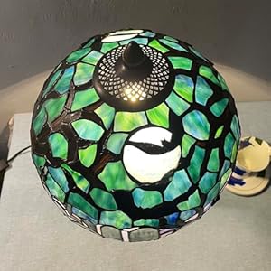 Bieyel10971tiffanystylestainedglasstablelampgothicgraveyardscenewithbatsfullmoonandtombstonedesigndarkblue12wx21hinch Urban Country Home Decor Bieye l10971 tiffany style stained glass table lamp gothic graveyard scene with bats full moon and tombstone design dark blue 12wx21h inch urban country home decor
