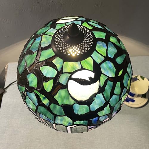 Bieyel10971tiffanystylestainedglasstablelampgothicgraveyardscenewithbatsfullmoonandtombstonedesigndarkblue12wx21hinch Urban Country Home Decor Bieye l10971 tiffany style stained glass table lamp gothic graveyard scene with bats full moon and tombstone design dark blue 12wx21h inch urban country home decor