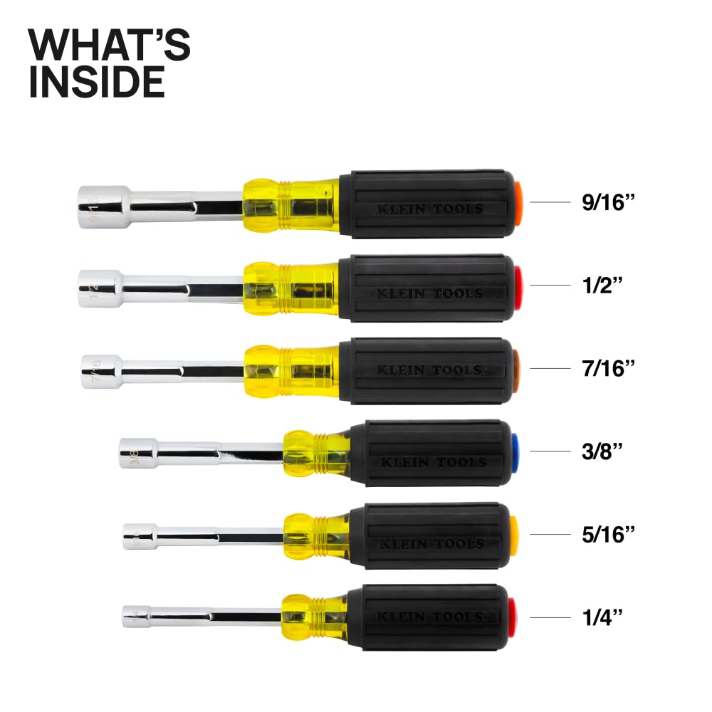 Klein Nut Driver Set - 6-Piece Heavy Duty -3 Klein Nut Driver Set - 6-Piece Heavy Duty -3