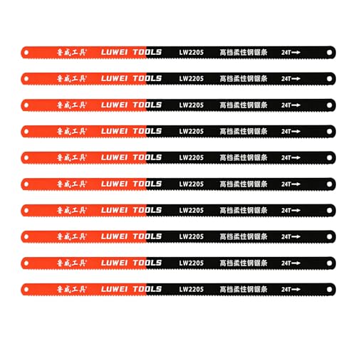 10 Pcs Hacksaw Blades 300mm 24 TPI High Carbon Steel Cutting Saw Blades Durable Replacement Blades for Hacksaw Frame