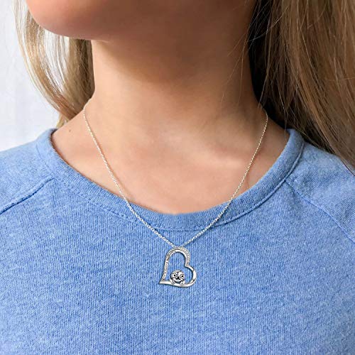 925 Sterling Silber Faultier Schmuck Geschenk für Faultier Liebhaber Kette Damen Herz Anhänger Halskette für Frauen Mädchen Valentinstag Geschenk für Kinder - 4