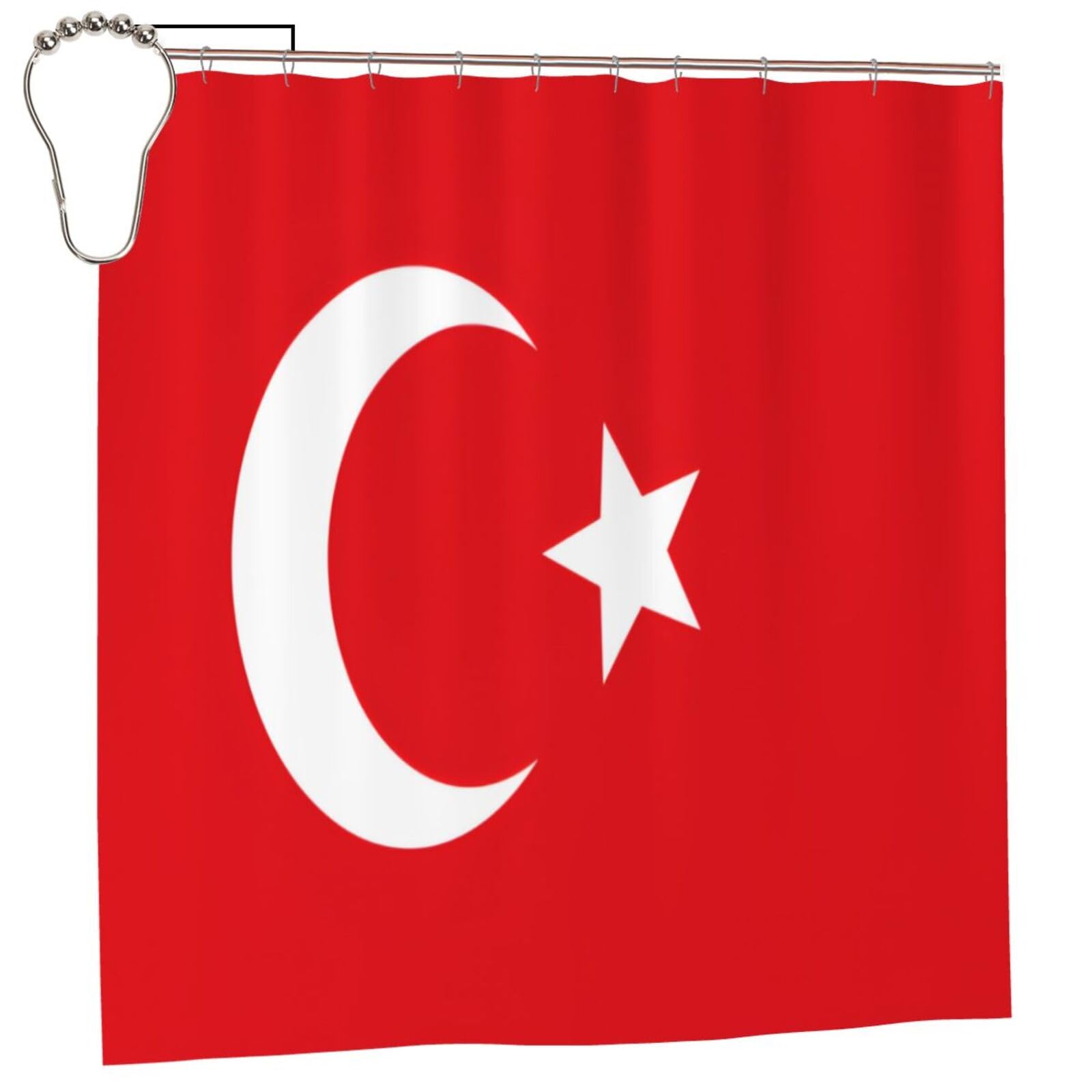 KLGRTJHK Flag of Turkey Shower Curtain 72x72in Bathroom Curtain﻿
