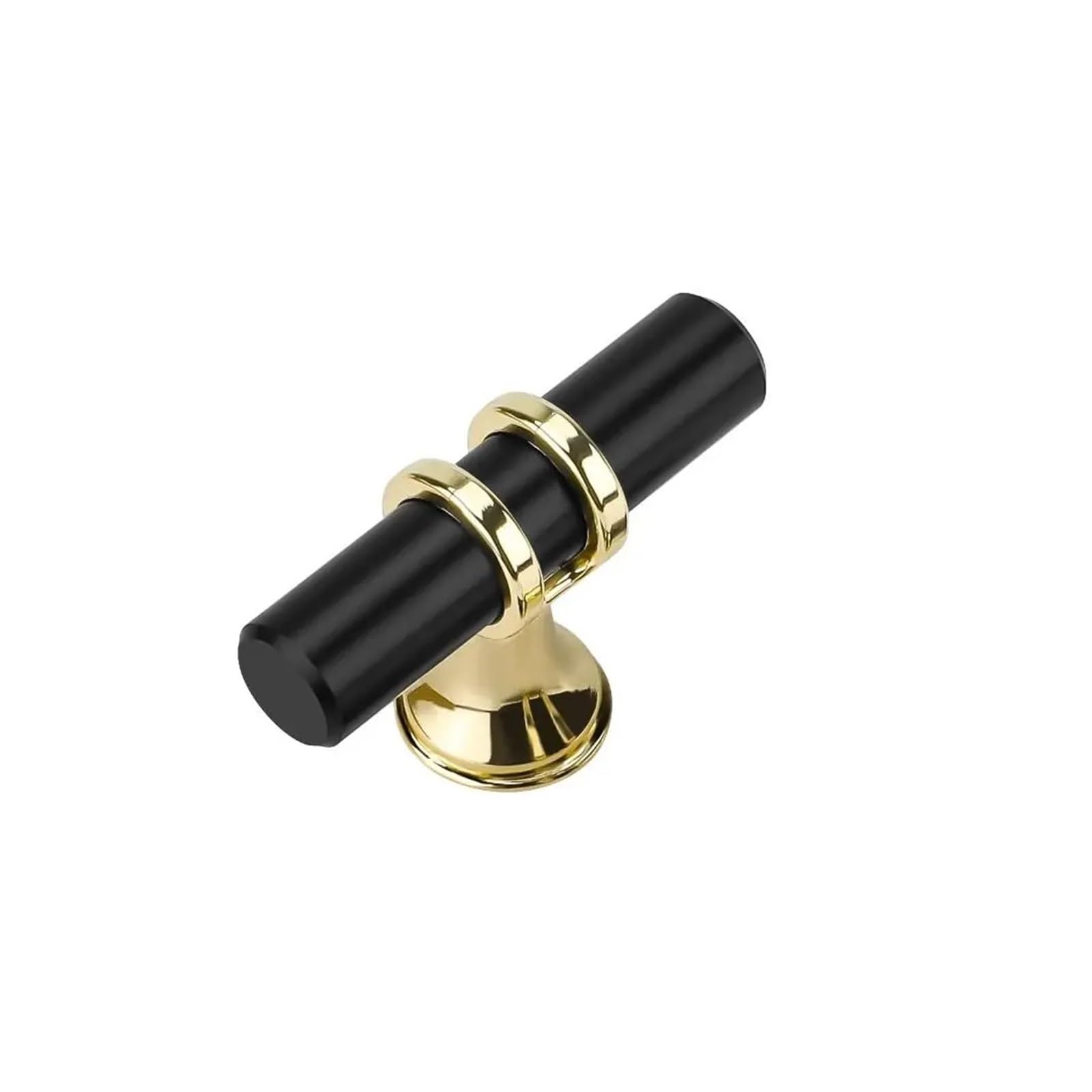 Möbelknöpfe Mattschwarze und goldene Schrankknöpfe, Aluminiumlegierung, Einloch-T-Stange, Schrankknöpfe, Küchenbeschläge, Tür(10pcs)