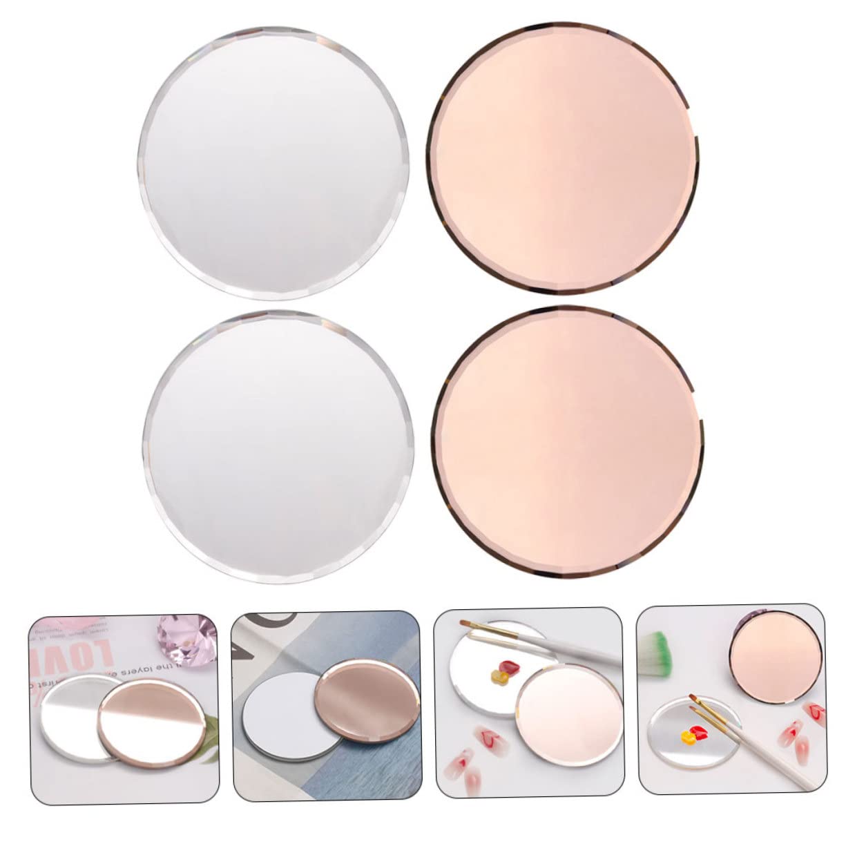 Gogogmee 4pcs Nail Palette Nail Holder for Painting Nails Makeup Tray Make up Palette Press on Nail Stand Makeup Mixing Nail Mixing Plate Mixing Color Board Nail Polish Palette Glass