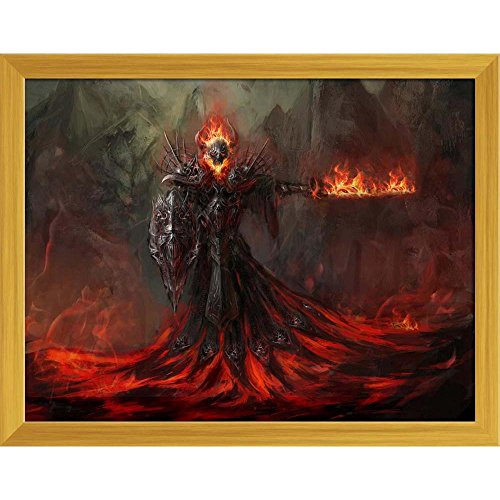 ArtzFolio Fire Reverent D1 Canvas Painting Golden Wood Frame 15.1 X 12Inch