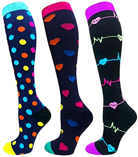 Diu Life Compression Socks for Women and Men-Best Medical,for Running,Nursing,Circulation & Recovery, Hiking Travel & Flight Socks 20-25mmHg (A-1-1 Blue/Black/Purple, L-XL)