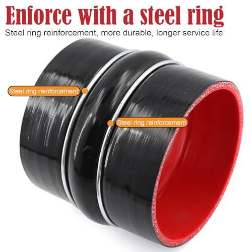 Image of Straight Coupler Silicone Hose ID 4 inch 4 Ply Polyester Reinforcement as Turbocharger Tube Air Intake Pipe with 2 Stainless Steel T Clamps