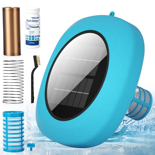Solar Pool Ionizer Upgraded Floating Ionizer for Pool with 1LB Heavy-Duty Copper Rod & Double-Sealed Housing Pool Cleaner for Above/In-Ground Pools Spas Hot Tubs Up to 45 000 Gallons