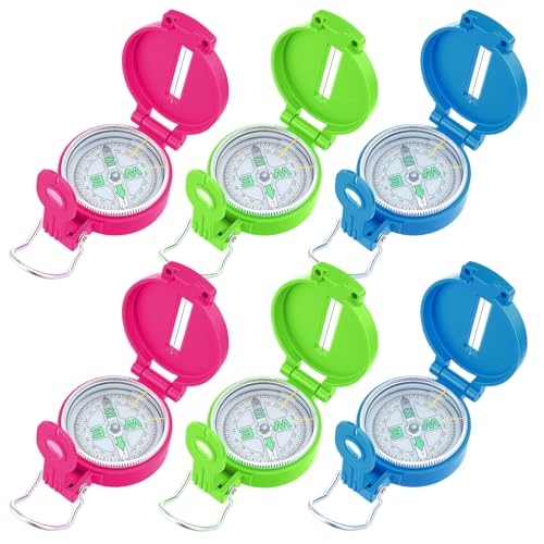 Sabary 6 Pack Brújula Mini Lensática Multi Color con Cordón
