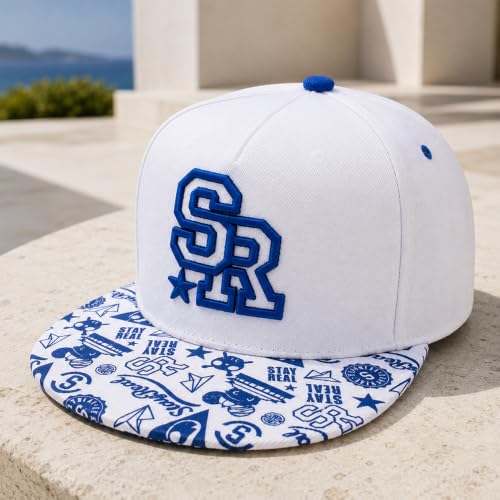 Image of VRITRAZ Comfortable Polyester 3D Printed Hip Hop Cap for Men & Women | Adjustable Snapback Closure Flat Brim Baseball Hat | Lightweight Urban Streetwear Headwear for Dance, Skateboarding, Gym, Sports