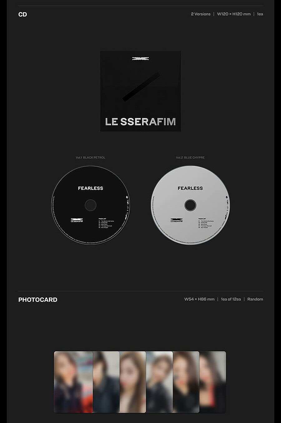 Amazon.com: LE SSERAFIM FEARLESS 1st Mini Album ( BLACK PETROL +